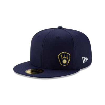 Blue Milwaukee Brewers Hat - New Era MLB Flawless 59FIFTY Fitted Caps USA9314867